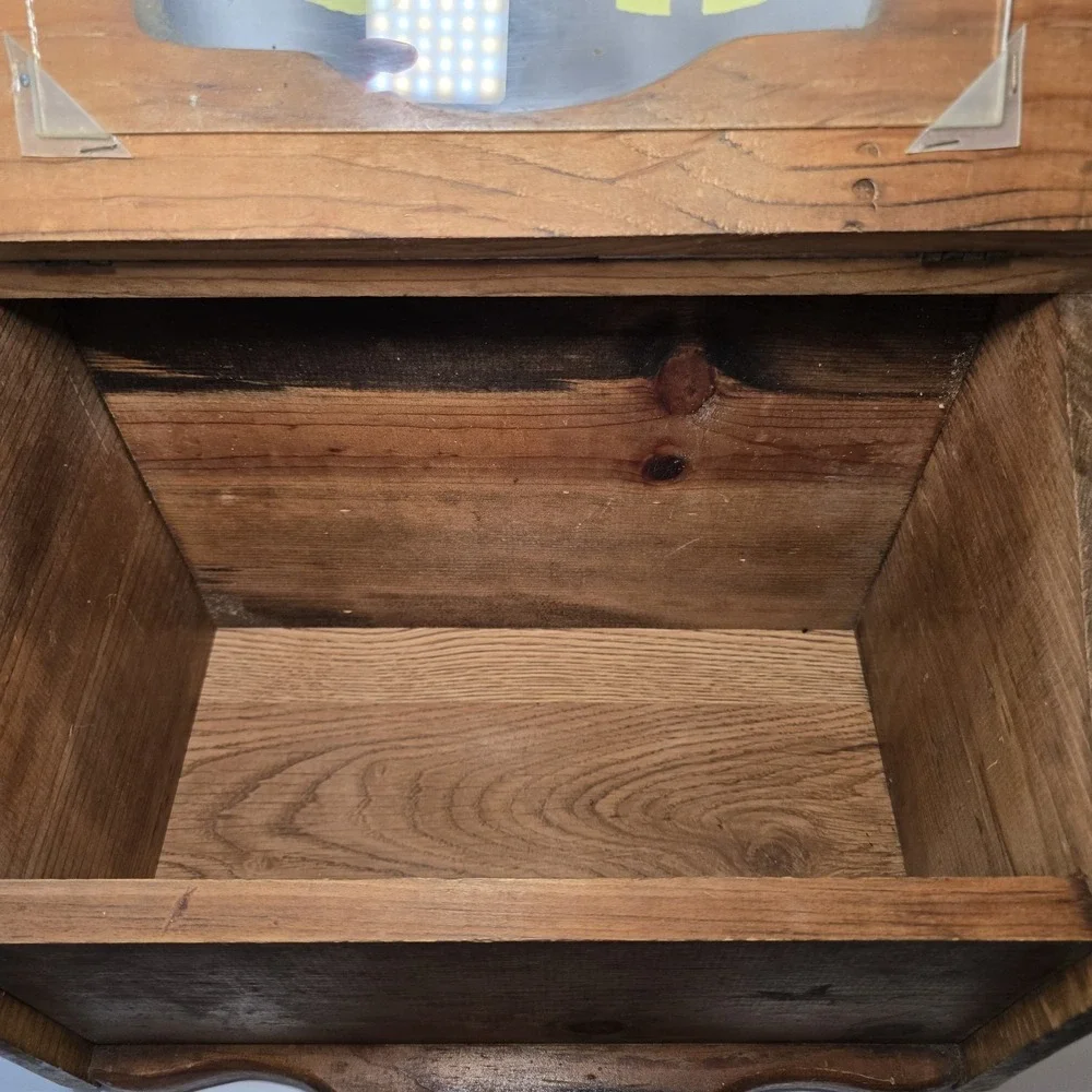 Vtg Wooden Bread Box w/ Fresh Daily Glass Panel  Farmhouse Country Kitchen Read